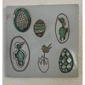 Vintage Bennington Vermont Potters Bird Egg Tile Art